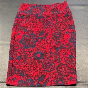 LuLaRoe Red and Blue Floral Pencil Skirt